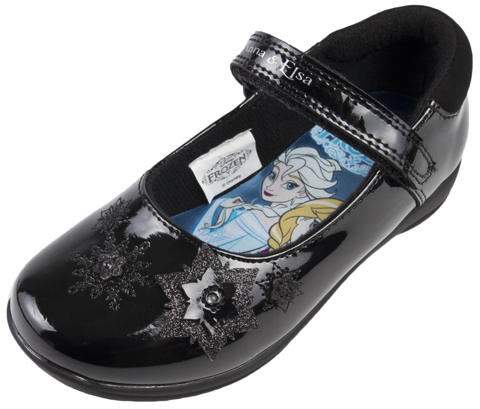 Disney Frozen Black School Shoes Flashing Light Up Faux Leather Mary